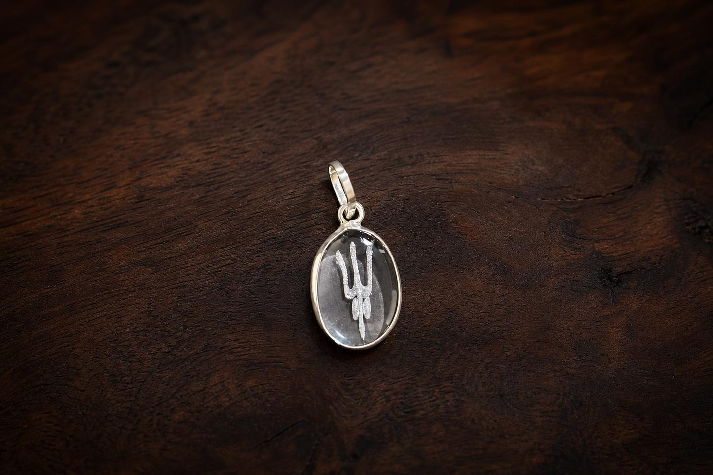 Encarved Sphatik Trishula Pendant  Clear Quartz Shiva Trident Crystal  Lord Shiva Spiritual Jewelry  Hindu Crystal Pendant   Yoga Gift