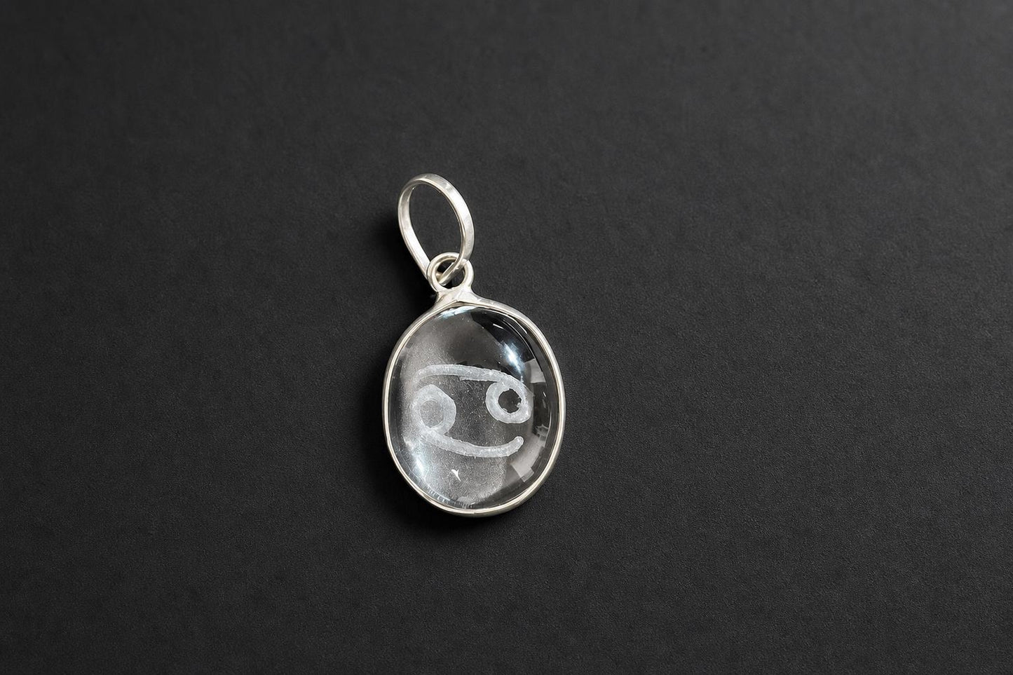 Sphatik Engraved Zodiac Pendant  Clear Quartz Zodiac Sign Crystal  Astrology Horoscope Pendant Jewelry  Zodiac Charm  Astrologer Gift