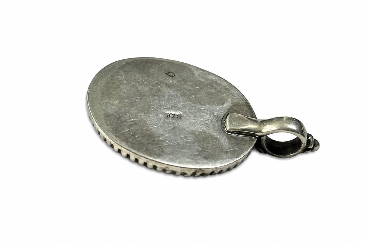 925 Sterling Silver Ornate Oval Pendant  Oxidized Vintage Handcrafted  Tribal Ethnic Statement Pendant  Boho Jewelry  Anniversary Gift
