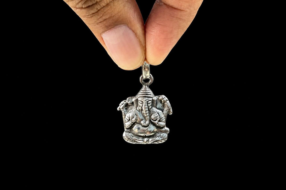 925 Sterling Silver Ganesha Pendant  Oxidized Vintage Lord Ganesha  Hindu Spiritual Jewelry  Ganpati Elephant God  Hindu Deity Ganesh