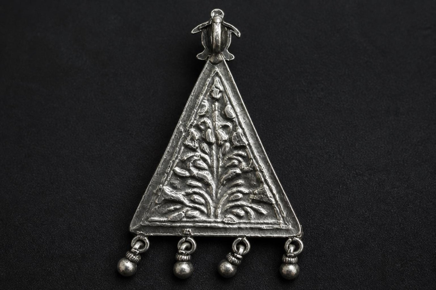 925 Sterling Silver Peacock Pendant  Oxidized Turtle Triangle  Tribal Ethnic Ghungroo Bells Pendant  Boho Jewelry  Gift for Her  SR34