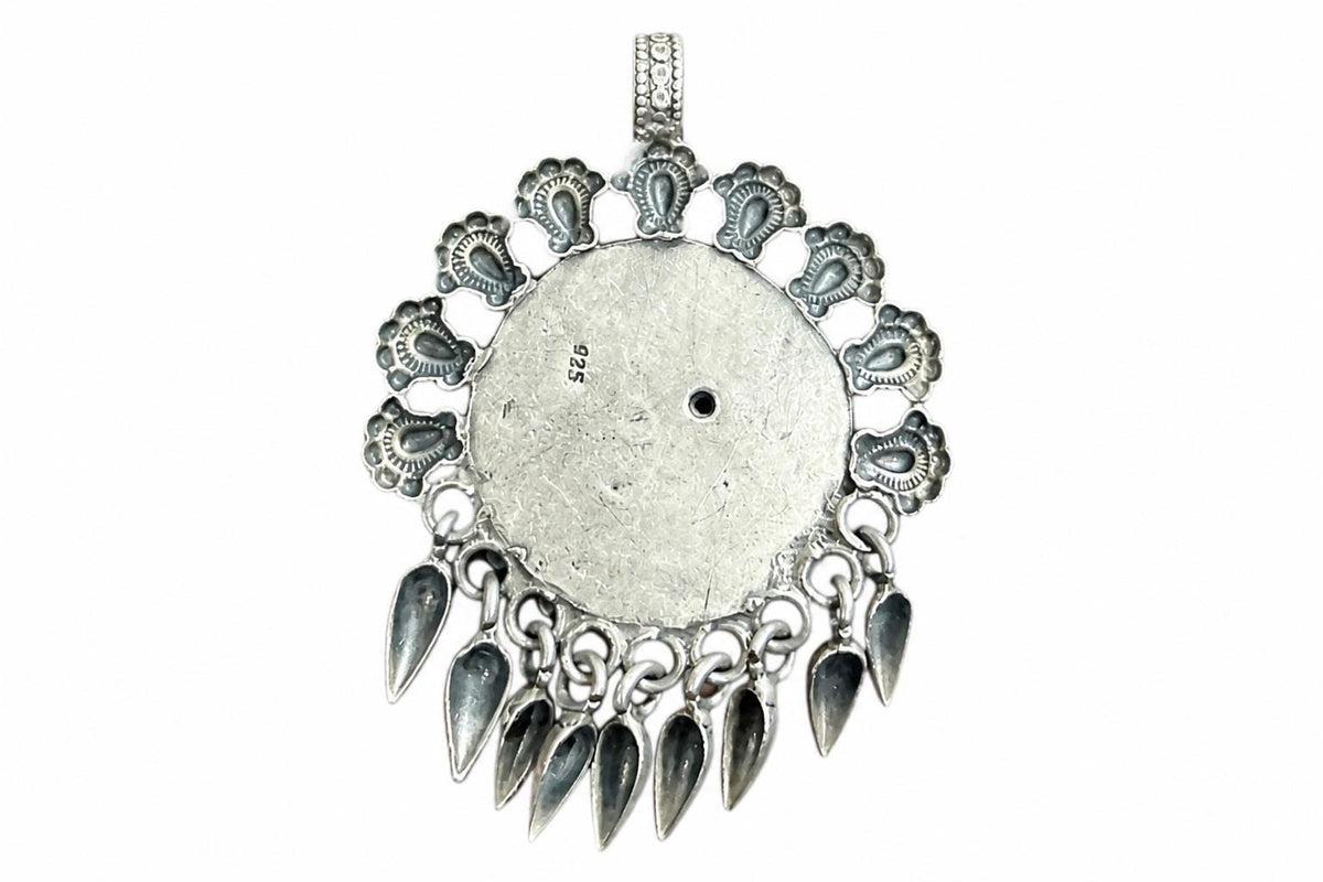 925 Sterling Silver Surya Pendant  Oxidized Sun Tribal Pendant  Hindu Spiritual Jewelry  Celestial Sun Moon Charm  Spiritual Gift  SR35