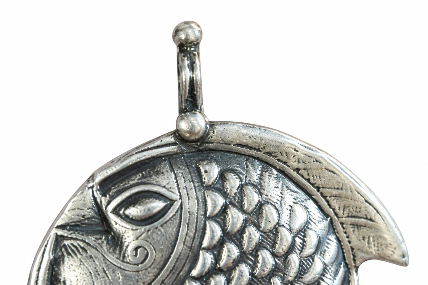 925 Sterling Silver Fish Pendant  Oxidized Vintage Tribal Fish Charm  Ethnic Boho Statement Pendant  Handcrafted Silver  Gift for Her