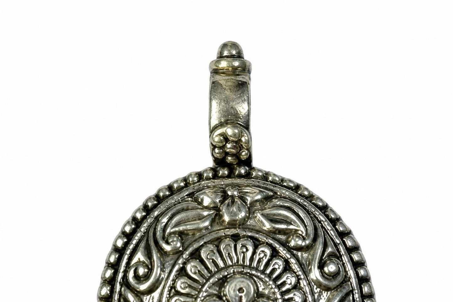 925 Sterling Silver Ornate Oval Pendant  Oxidized Vintage Handcrafted  Tribal Ethnic Statement Pendant  Boho Jewelry  Anniversary Gift