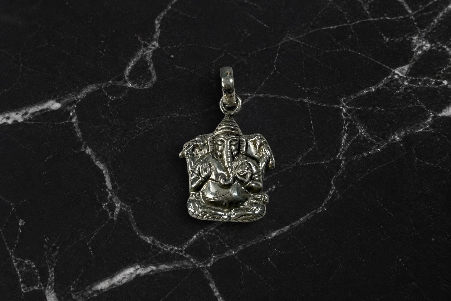 925 Sterling Silver Ganesha Pendant  Oxidized Vintage Lord Ganesha  Hindu Spiritual Jewelry  Ganpati Elephant God  Hindu Deity Ganesh