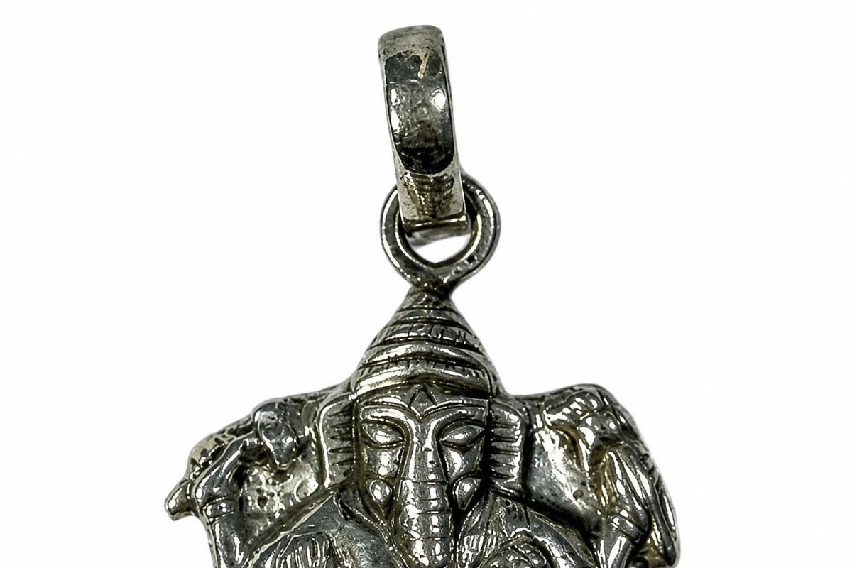 925 Sterling Silver Ganesha Pendant  Oxidized Vintage Lord Ganesha  Hindu Spiritual Jewelry  Ganpati Elephant God  Hindu Deity Ganesh