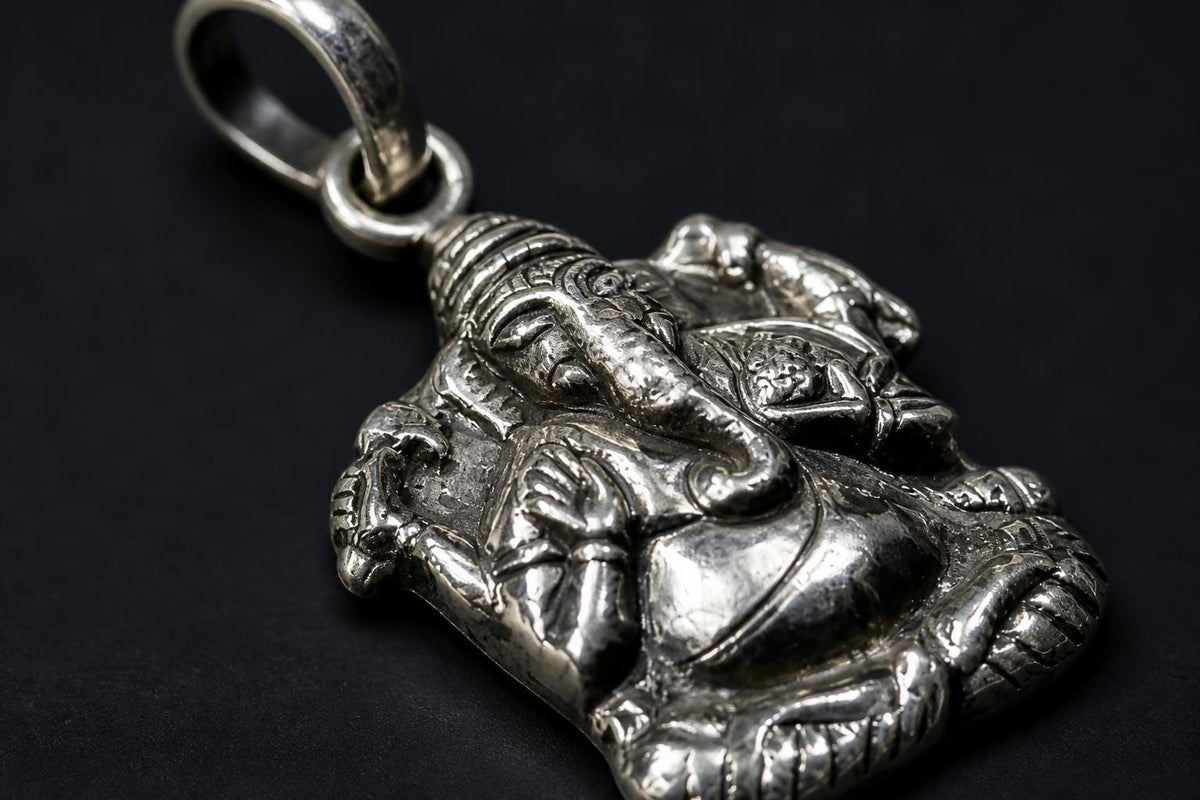 925 Sterling Silver Ganesha Pendant  Oxidized Vintage Lord Ganesha  Hindu Spiritual Jewelry  Ganpati Elephant God  Hindu Deity Ganesh