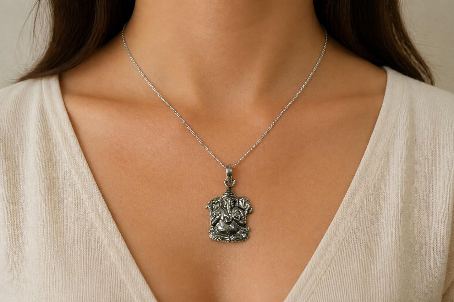 925 Sterling Silver Ganesha Pendant  Oxidized Vintage Lord Ganesha  Hindu Spiritual Jewelry  Ganpati Elephant God  Hindu Deity Ganesh
