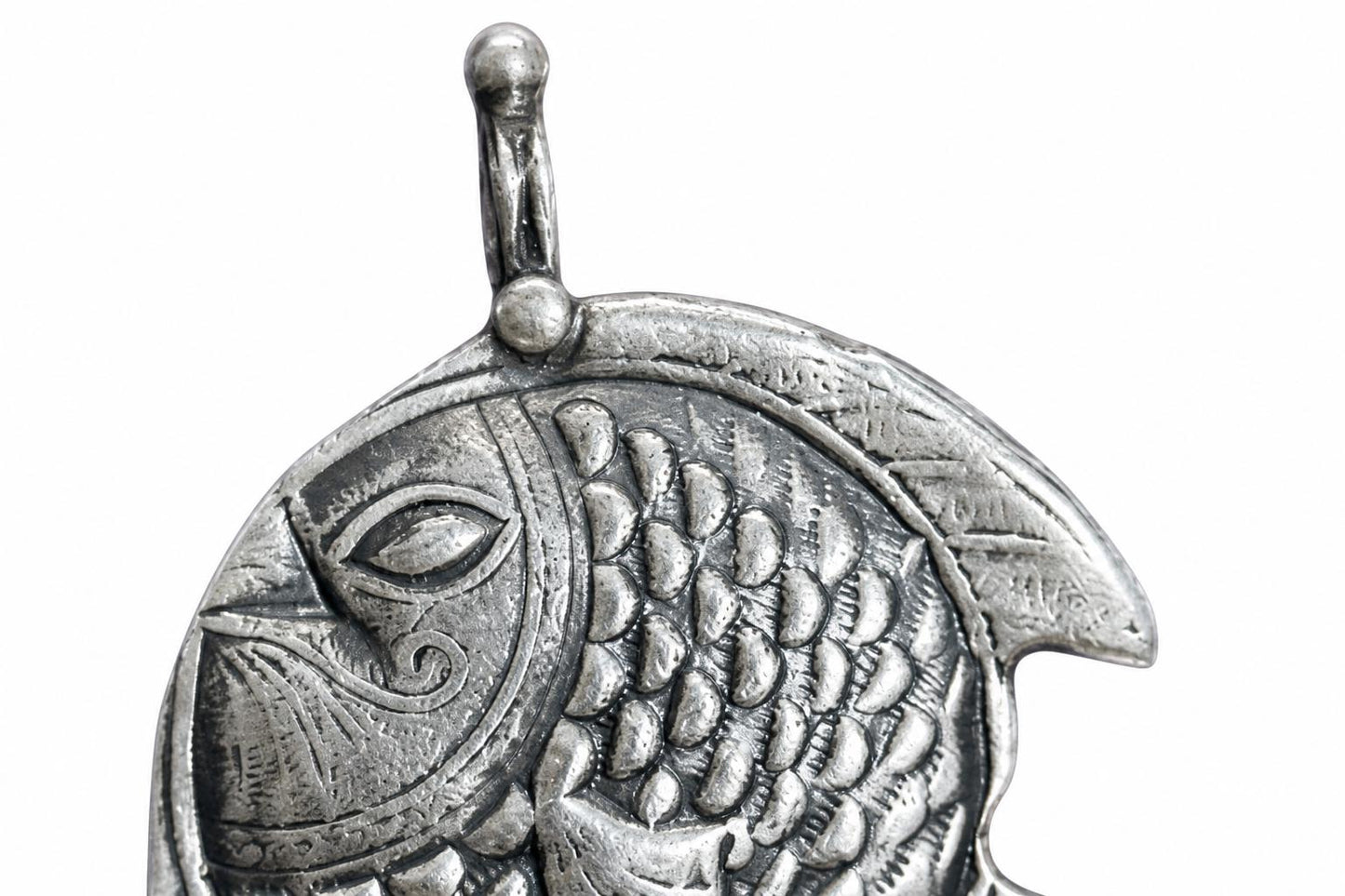 925 Sterling Silver Fish Pendant  Oxidized Vintage Tribal Fish Charm  Ethnic Boho Statement Pendant  Handcrafted Silver  Gift for Her