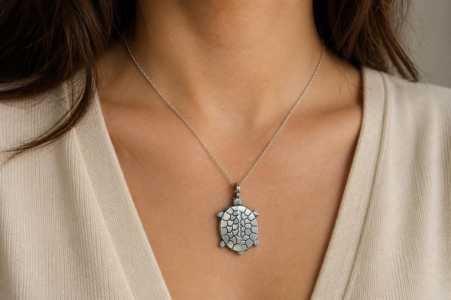 925 Sterling Silver Turtle Pendant  Oxidized Vintage Tribal Turtle Charm  Boho Ethnic Statement Pendant  Sea Turtle Amulet  Gift (SR13)